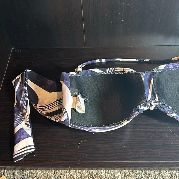 La Blanca Women's  Bikini  Top Size 10 Push Up Purple, White And Black swimsuit - Picture 2 of 7